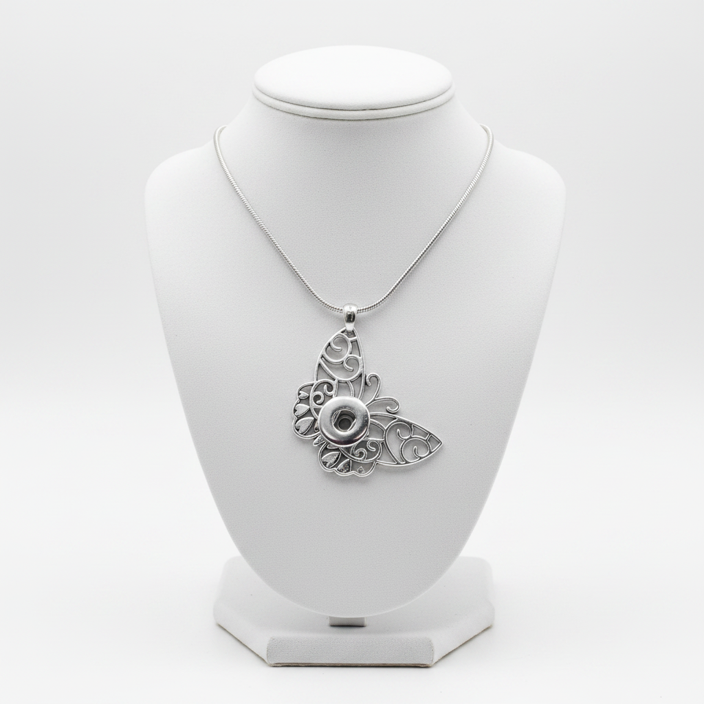 Petite Silver Tone Butterfly Necklace