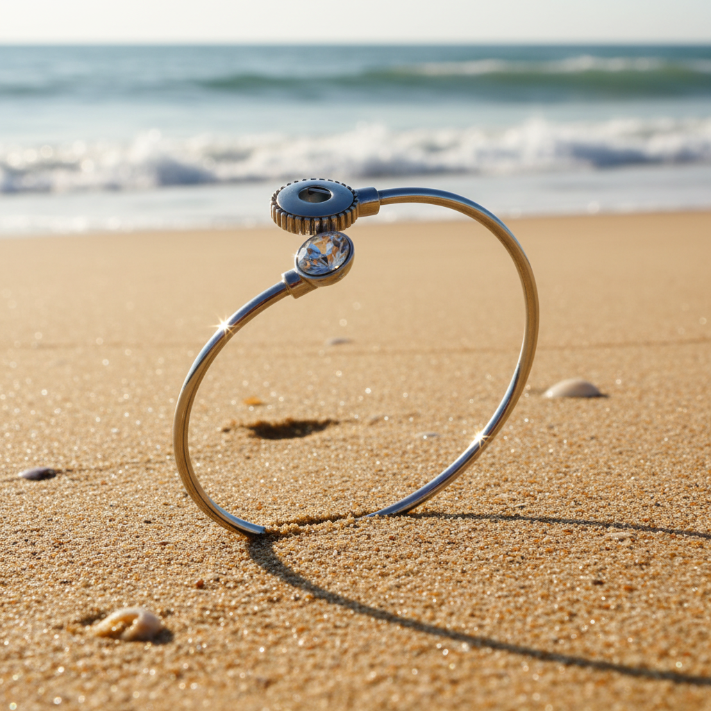 Petite Expandable Silver Tone W/Crystal Bracelet