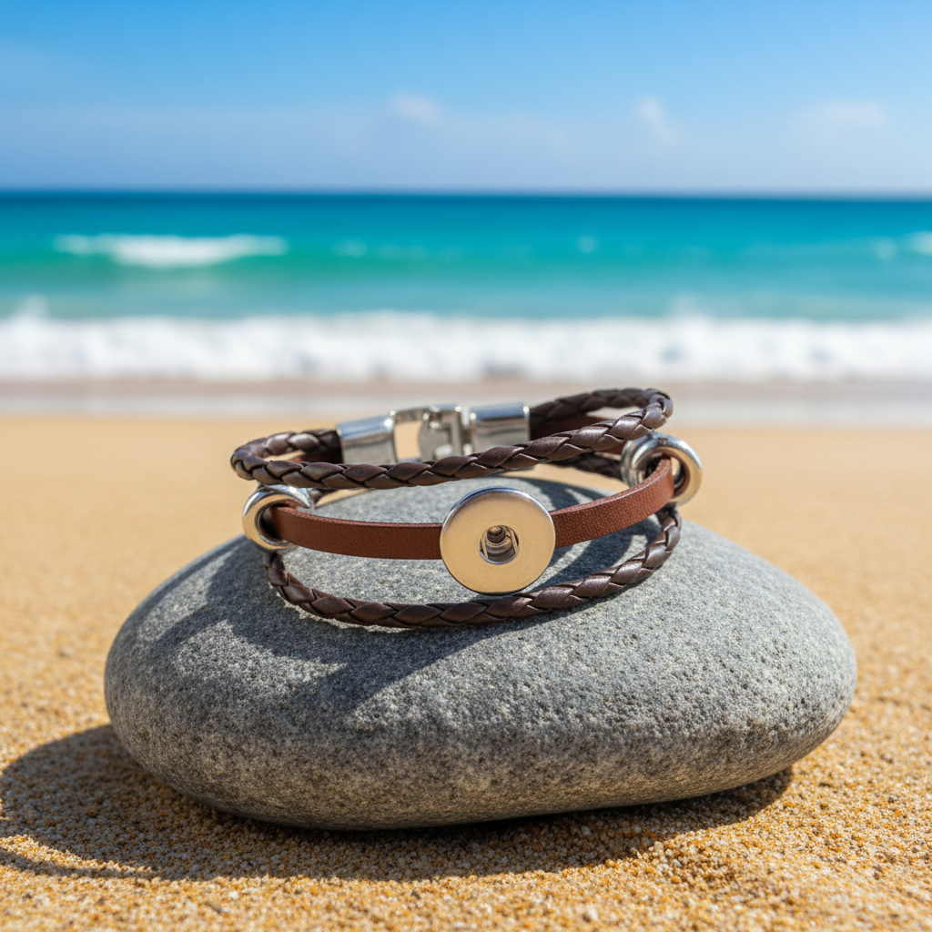 Brown Twist Braid Leather Statement Bracelet
