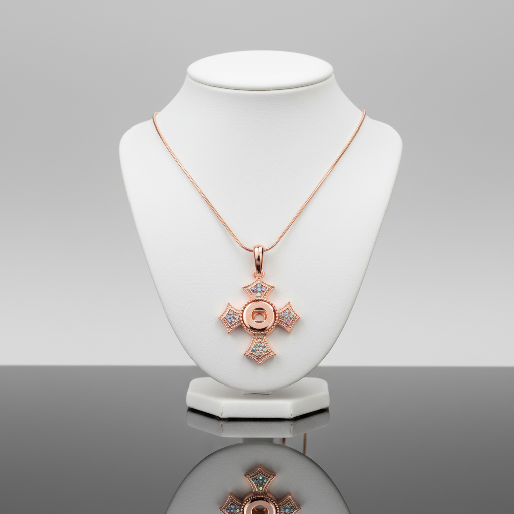 Petite Rose Gold Crystal Cross Necklace