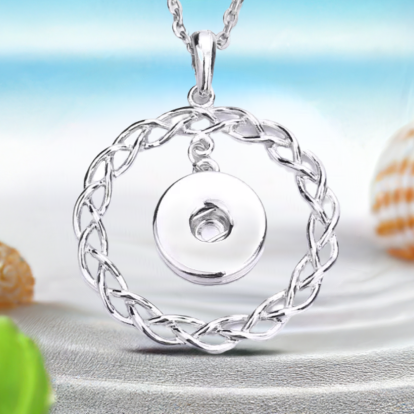 Statement Silver Tone Elegant Swirls Dangle Snap Necklace