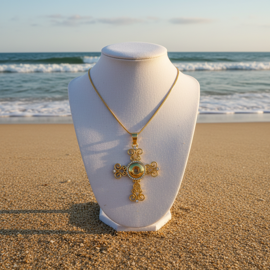 Petite Gold Tone Crystal Cross Necklace