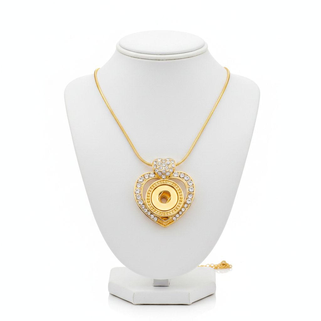 Petite Gold Tone Crystal Heart Necklace