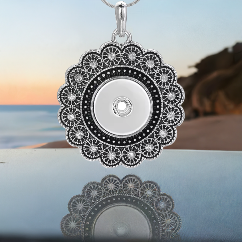 Statement Silver Tone Vintage Swirls Dangle Necklace