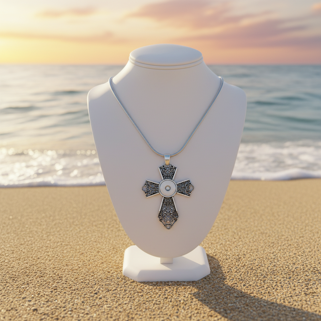 Petite Lace Cross Necklace