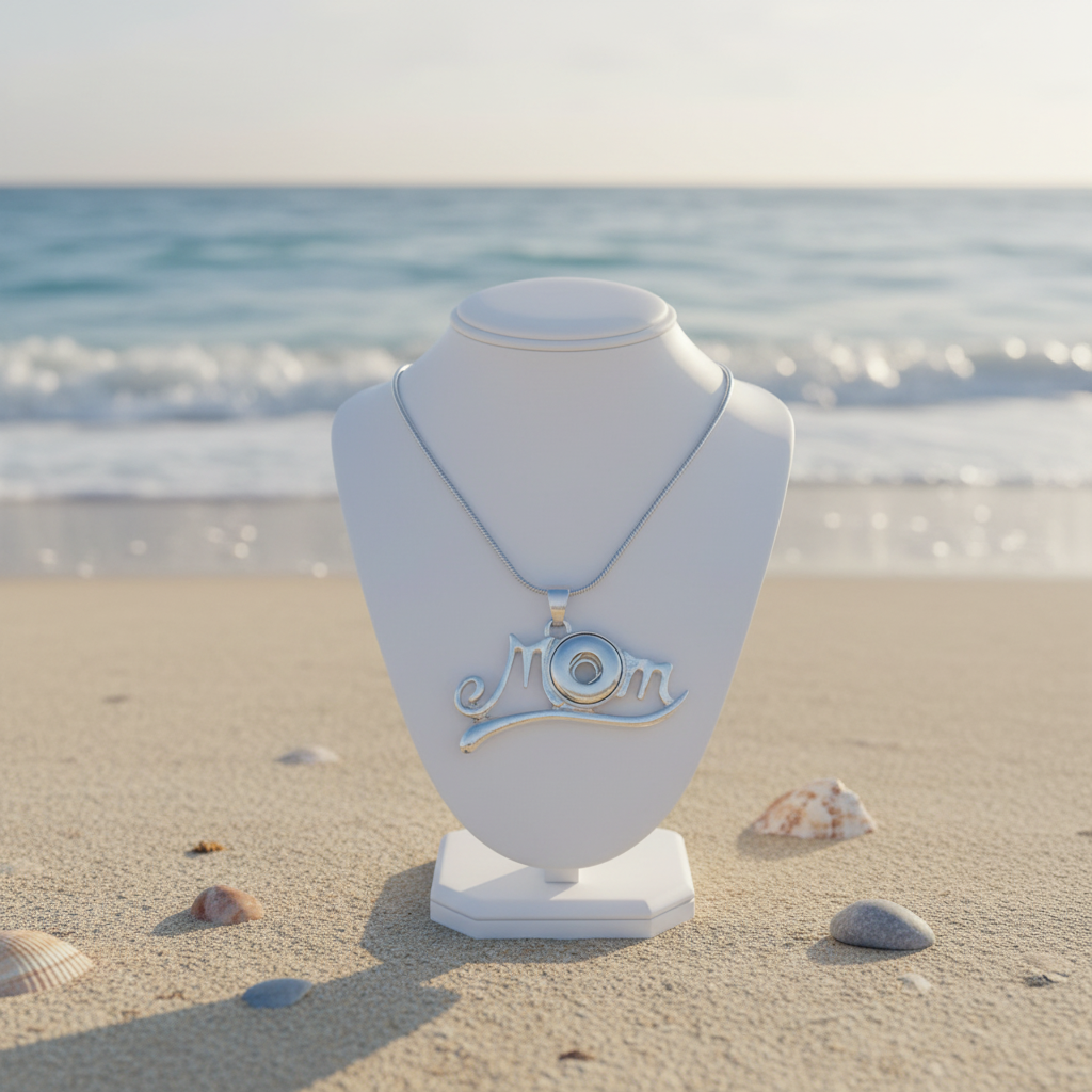 Petite Silver Tone Mom Necklace