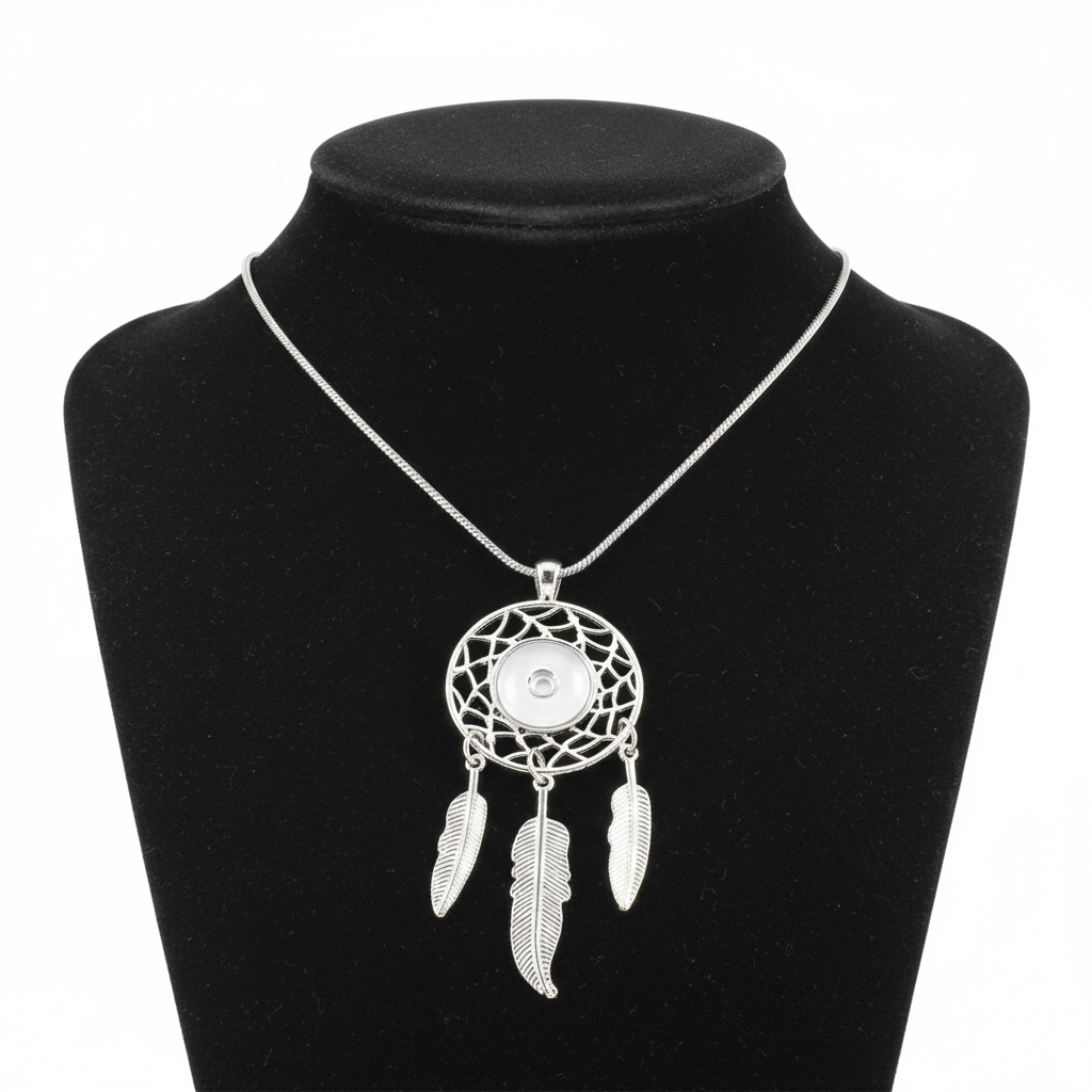 Petite Silver Tone Dream Catcher Necklace
