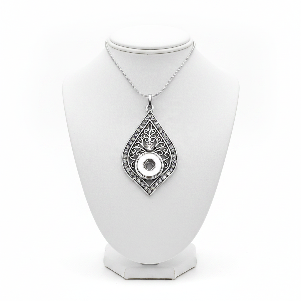 Petite Silver Tone Vintage Swirls Necklace