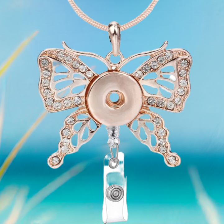 Rose Gold Statement Butterfly Badge Reel