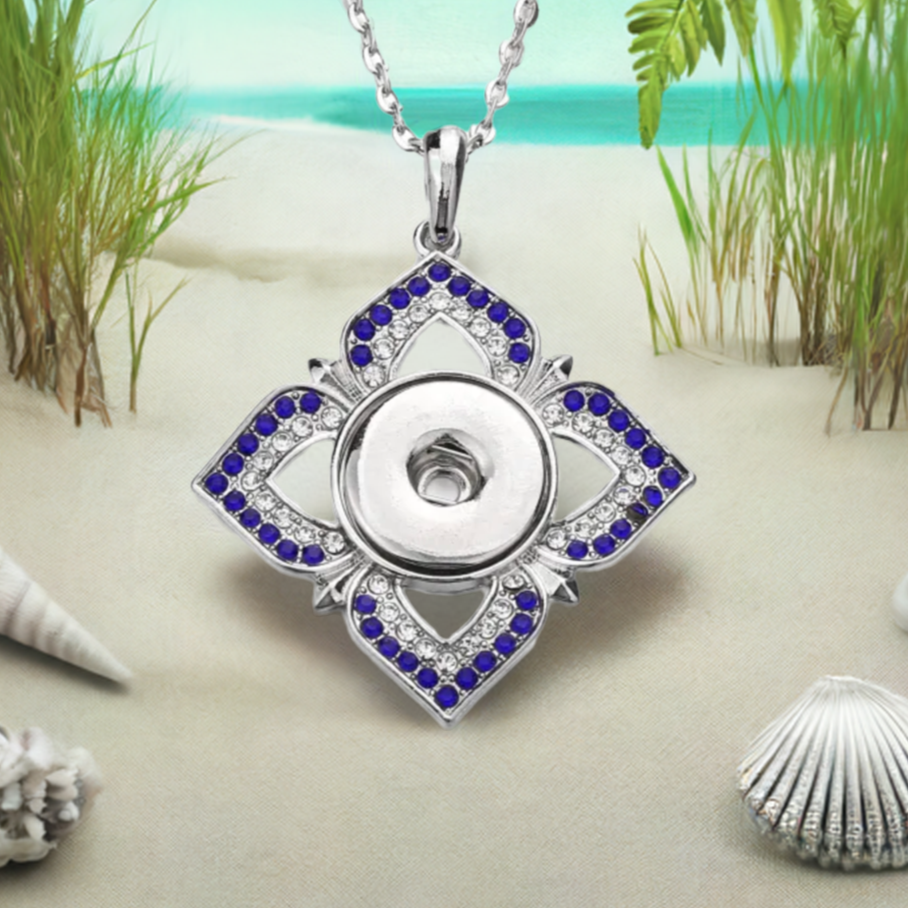 Statement Blue Crystal Flower Necklace