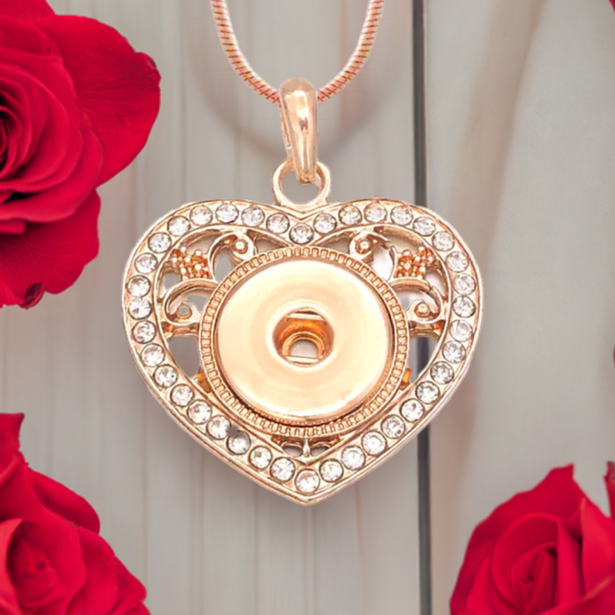Statement Rose Gold Crystal Embellished Vintage Heart Necklace