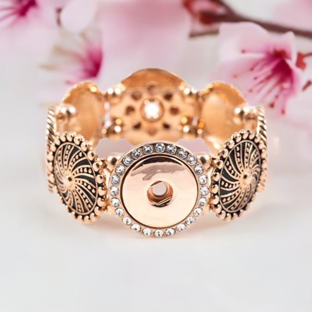 Statement 4 Snap Crystal Bling Stretch Bracelet