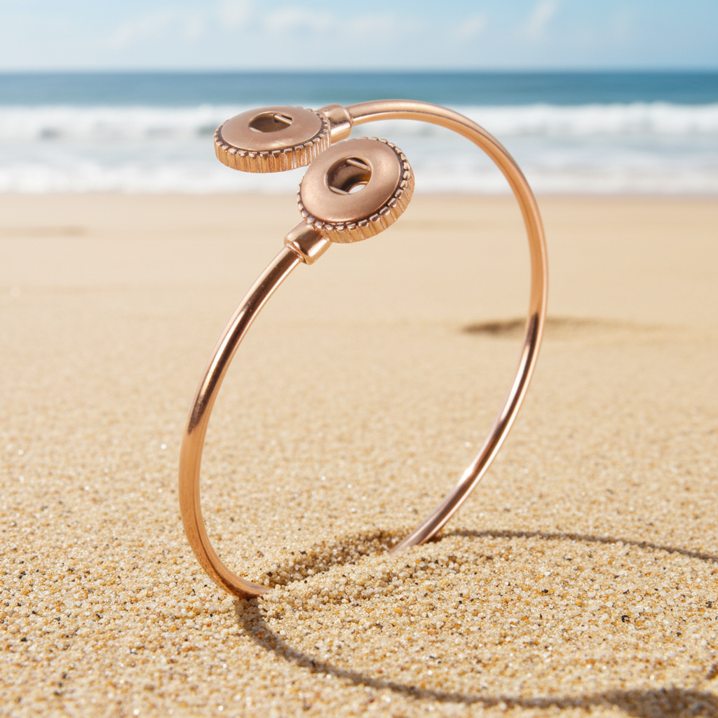 Petite Expandable Rose Gold Tone 2 Snap Bracelet
