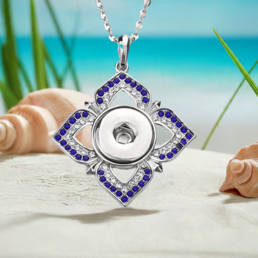 Statement Blue Crystal Flower Necklace