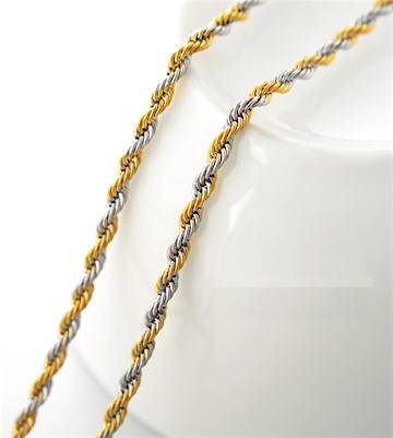 23" Silver & Gold Tones Twist Stainless Steel Snake Chain