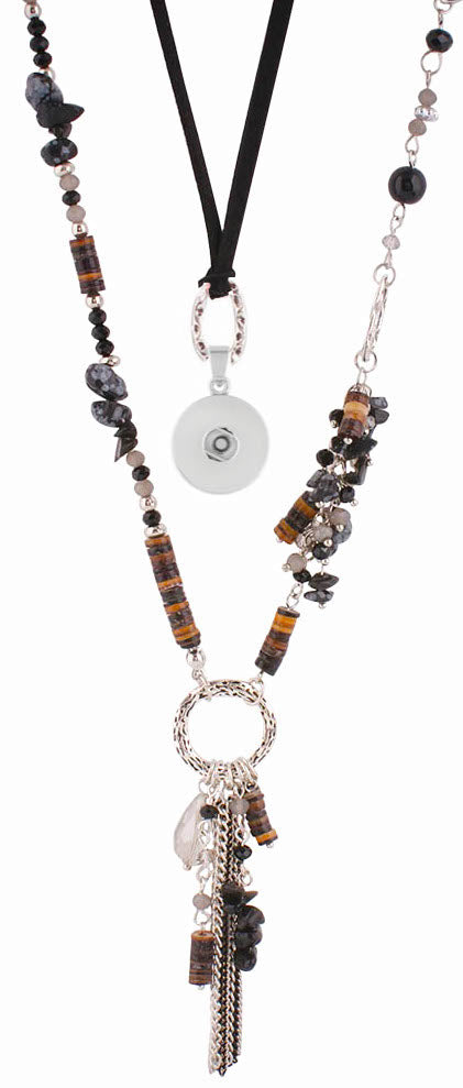 Statement BoHo Necklace: Black/Brown