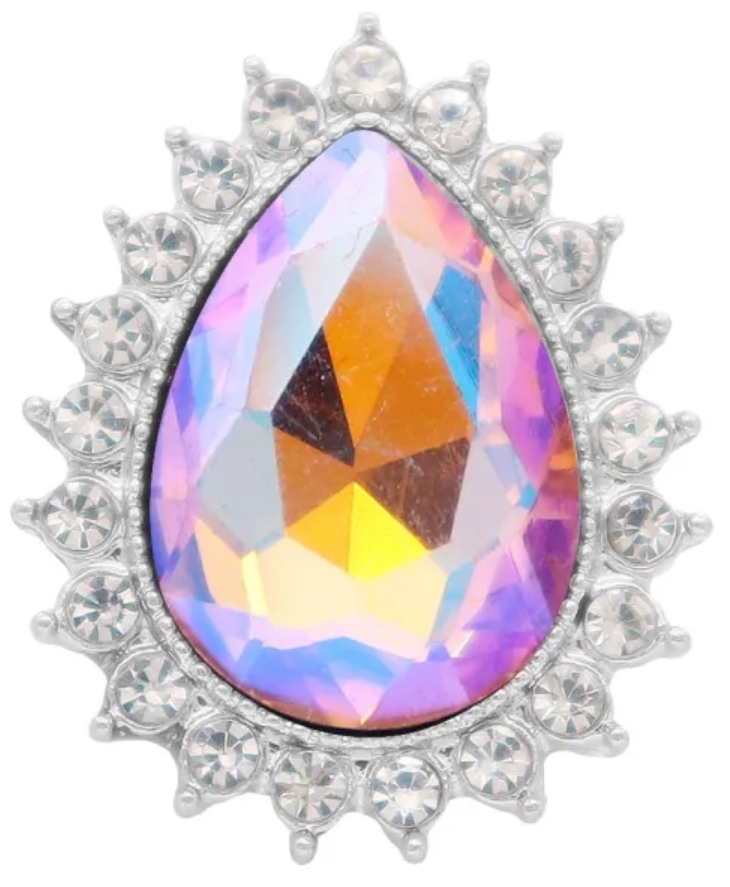 Statement Iridescent Crystal Teardrop Snap