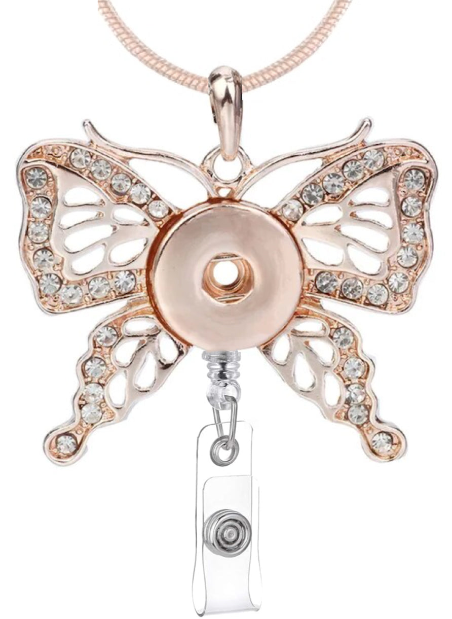 Rose Gold Statement Butterfly Badge Reel