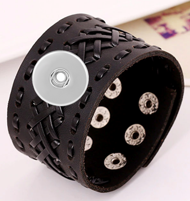 Statement Black Weave Leather Bracelet