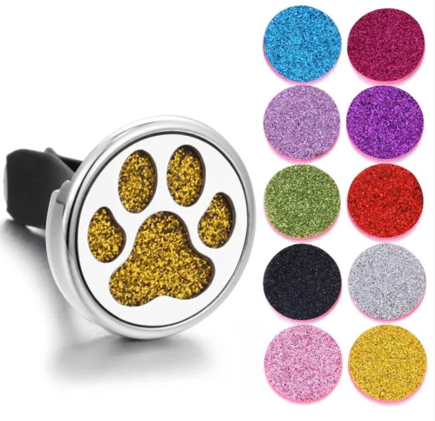 Sparkle Silver Paw Print Vent Clip