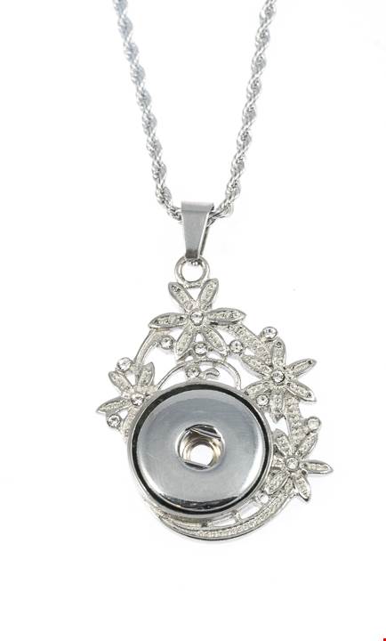 Statement Stainless Steel Flowers Badge Reel Necklace