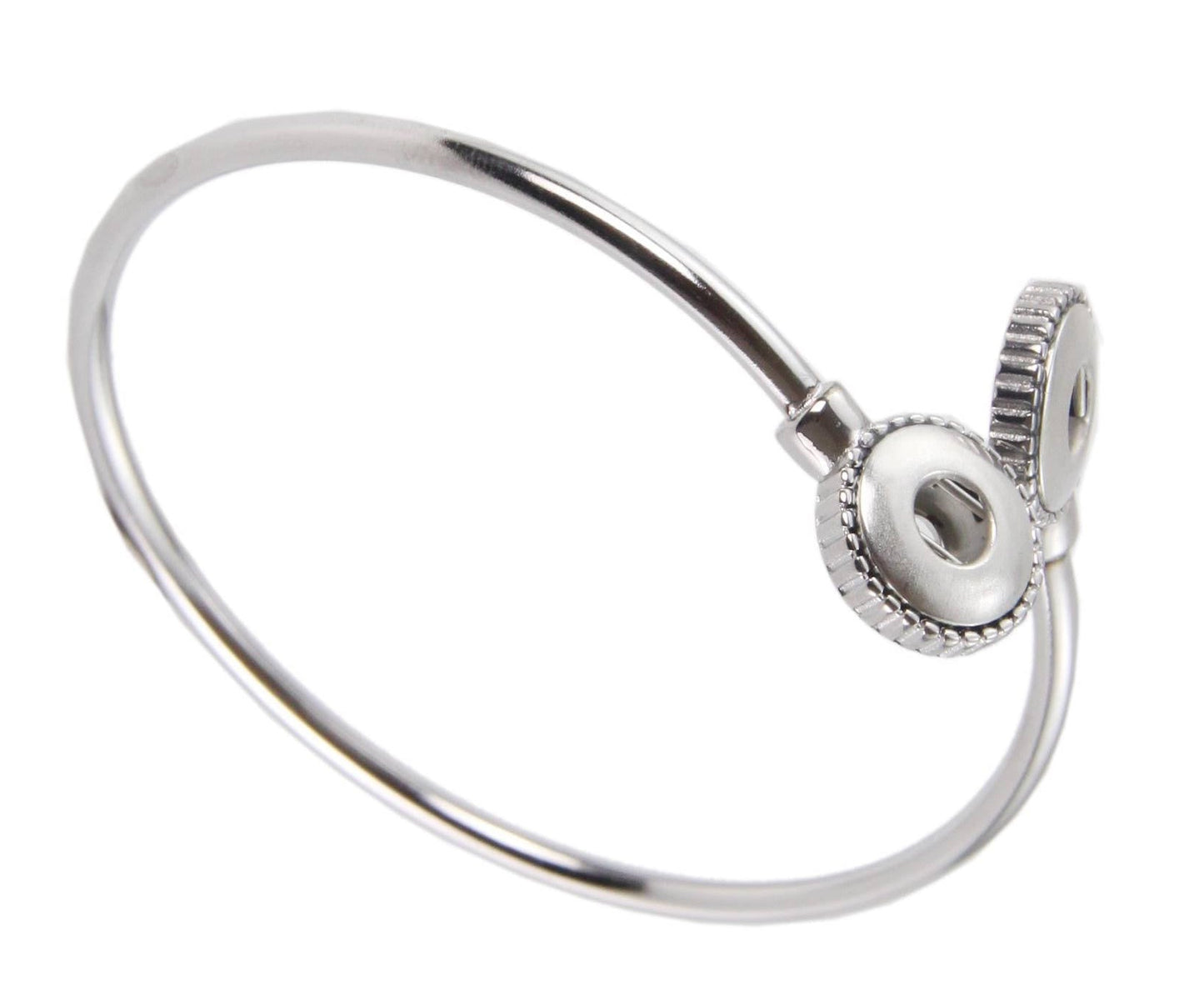 Petite Expandable Silver Tone 2 Snap Bracelet