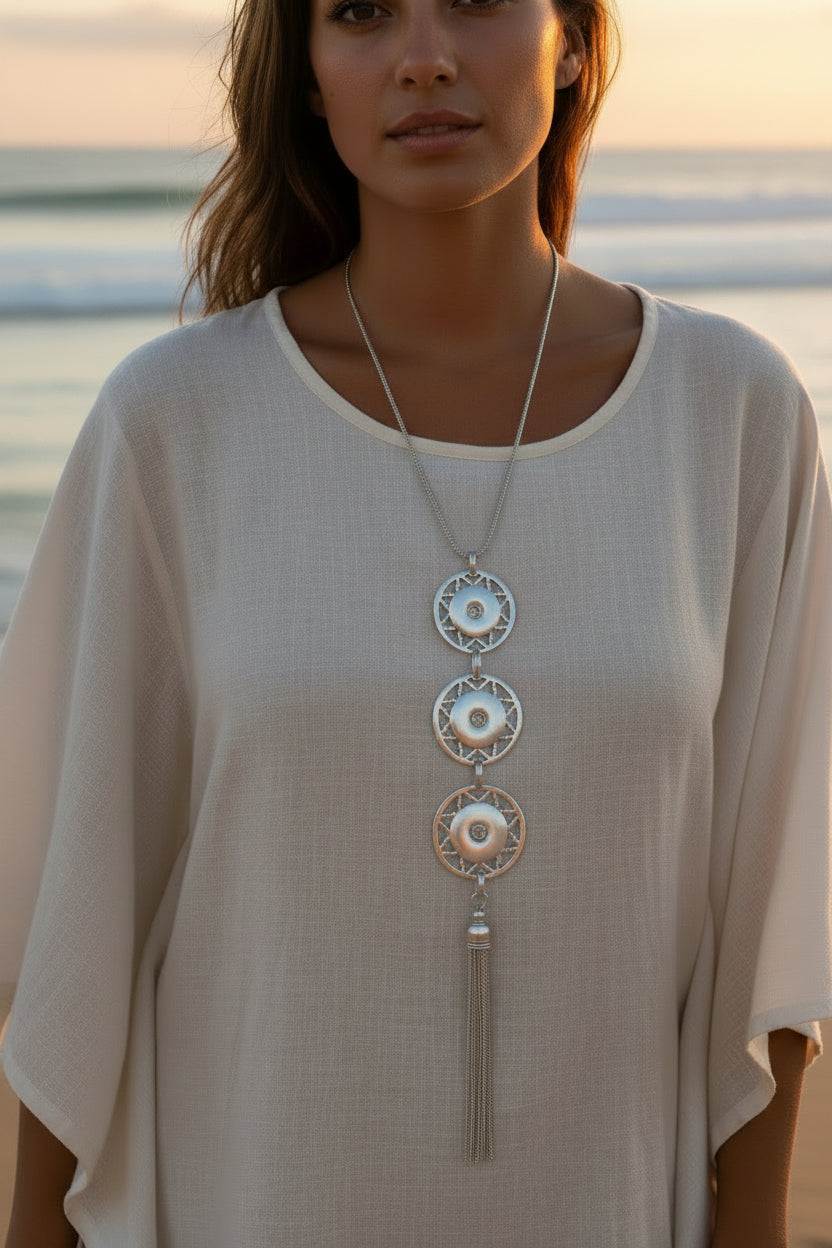 Statement 3 Snap Stainless Steel Necklace