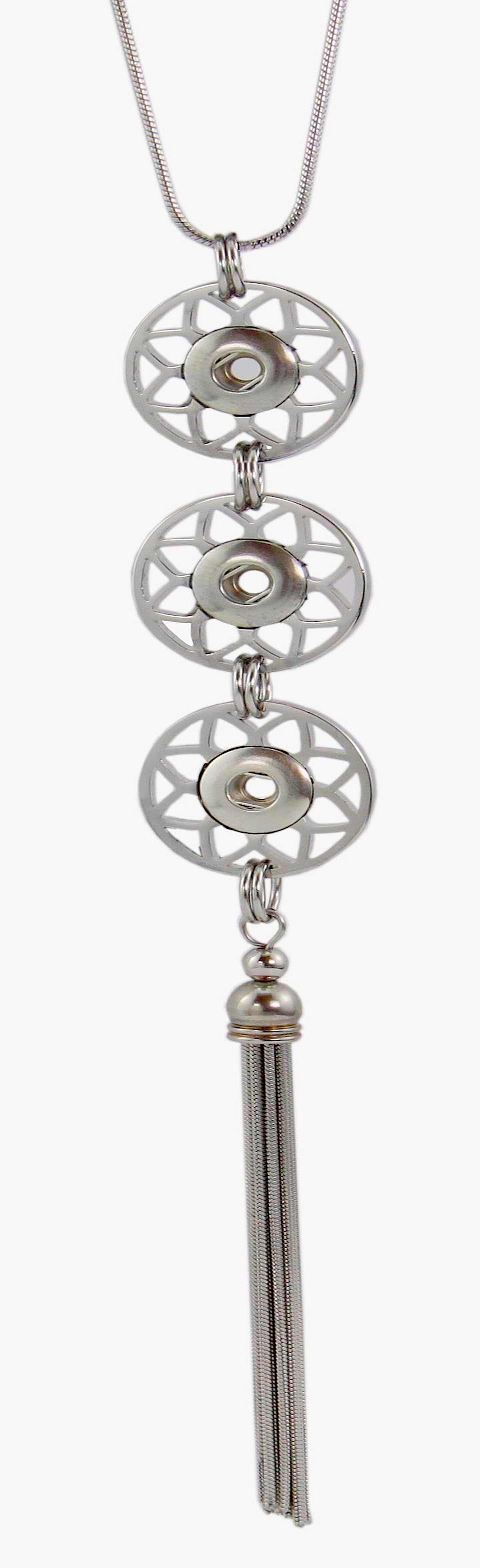 Petite Silver Tone 3 Snap Dream Catcher Necklace