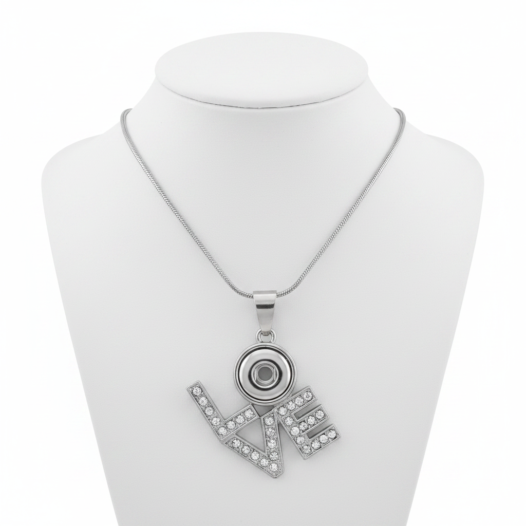 Petite Silver Tone LOVE Necklace