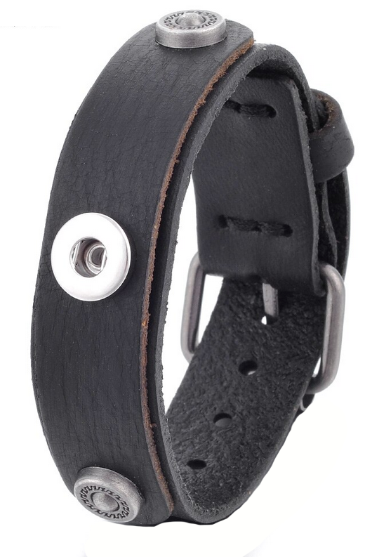 Petite Black Leather Buckle Bracelet