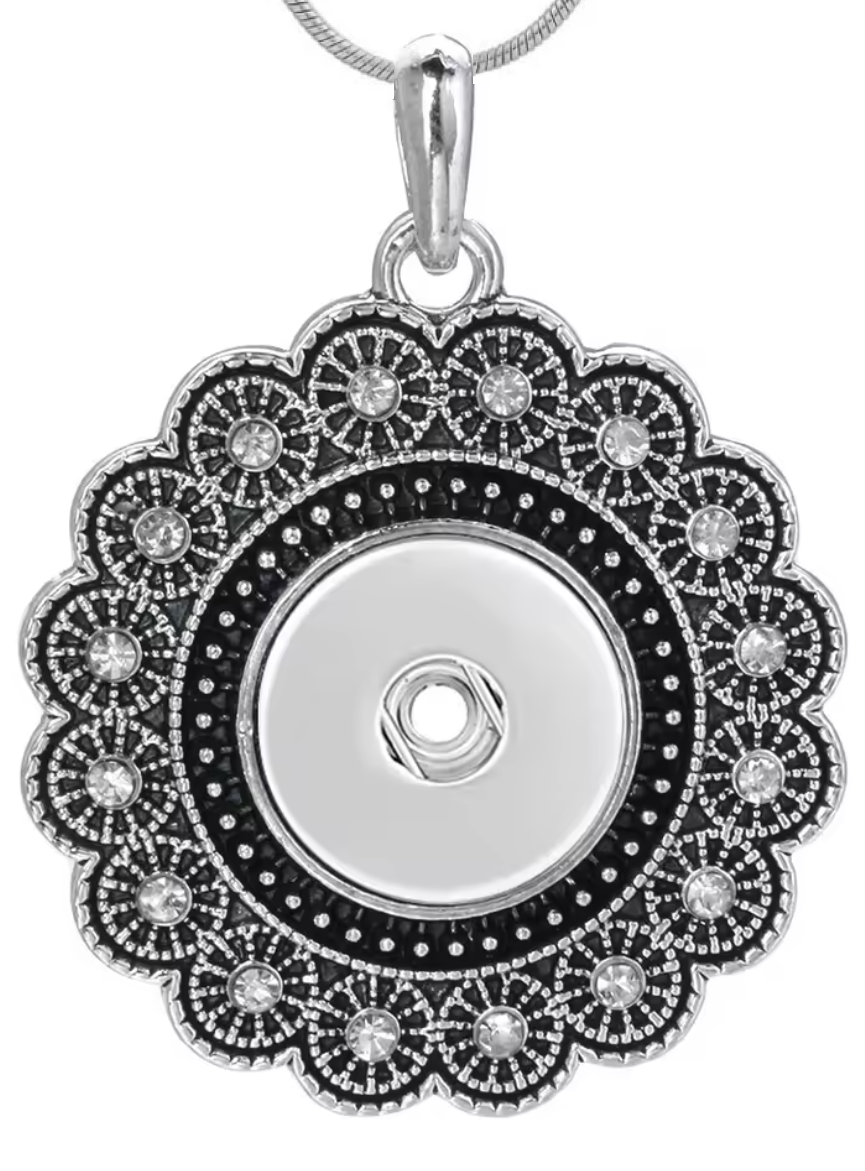 Statement Silver Tone Vintage Swirls Dangle Necklace