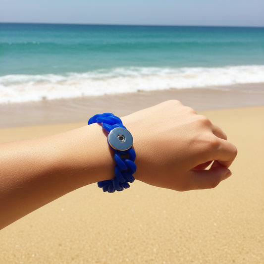 Statement Deep Blue Silicone Stretch Bracelet