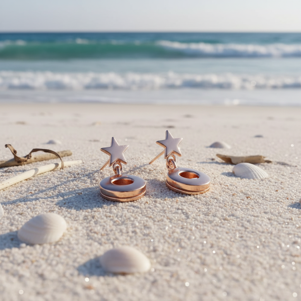 Petite Rose Gold Star Earrings