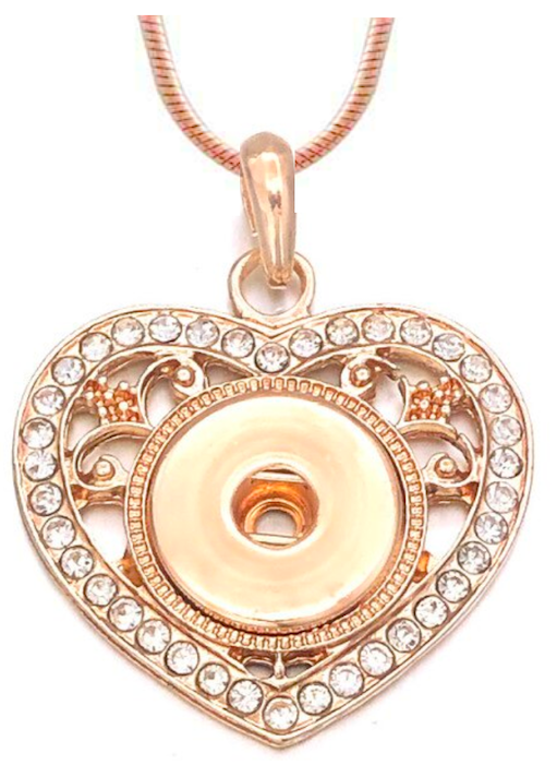 Statement Rose Gold Crystal Embellished Vintage Heart Necklace