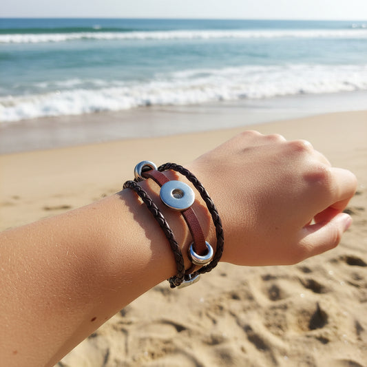 Brown Twist Braid Leather Statement Bracelet