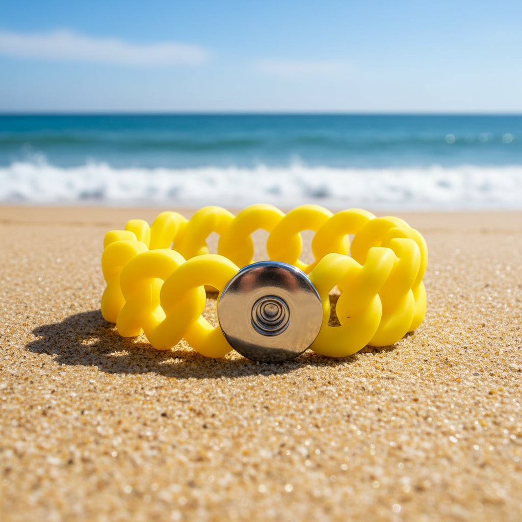Statement Silicone Stretch Bracelet: Yellow