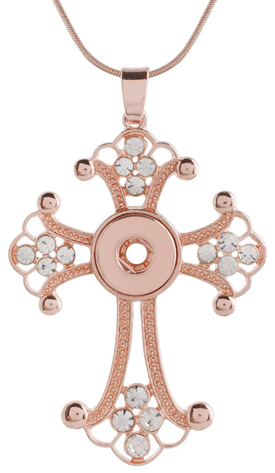 Petite Rose Gold Tone Crystal Cross Necklace