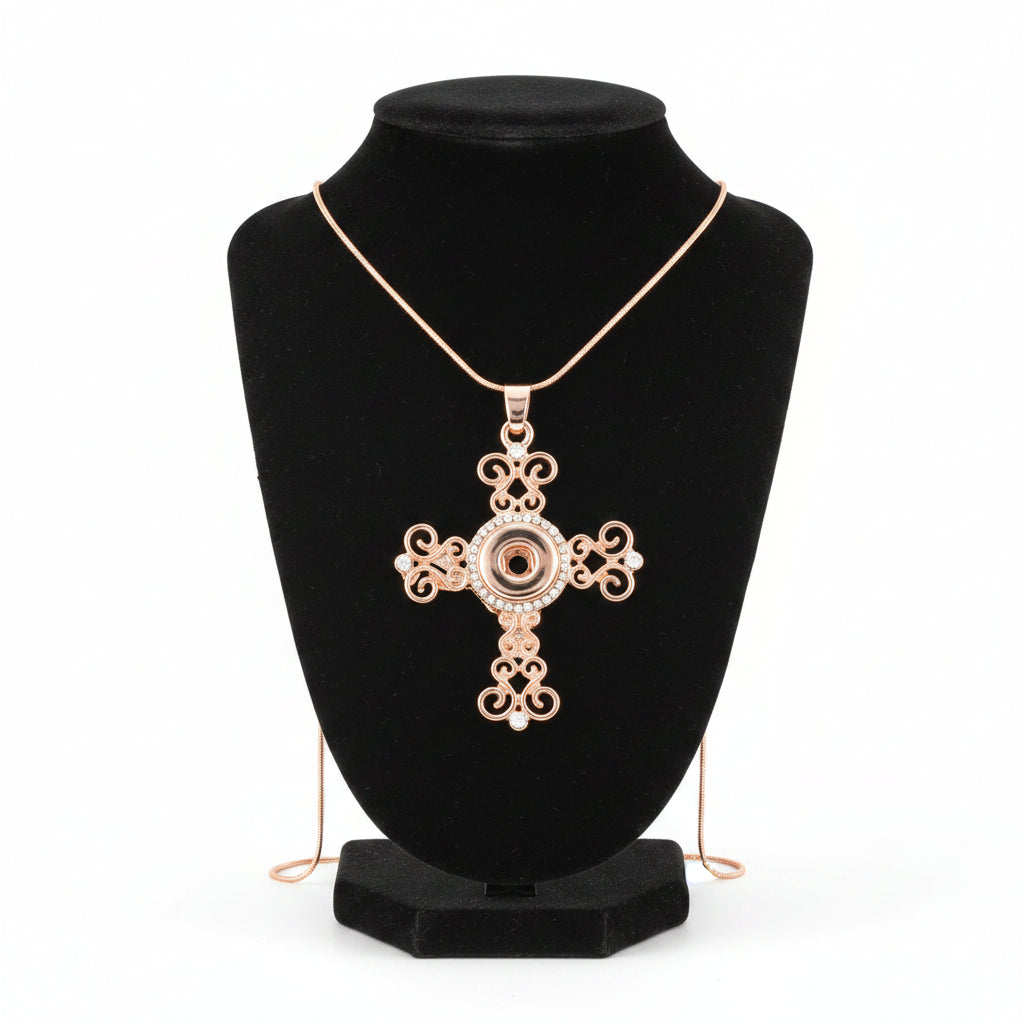 Petite Rose Gold Tone Crystal Cross Necklace