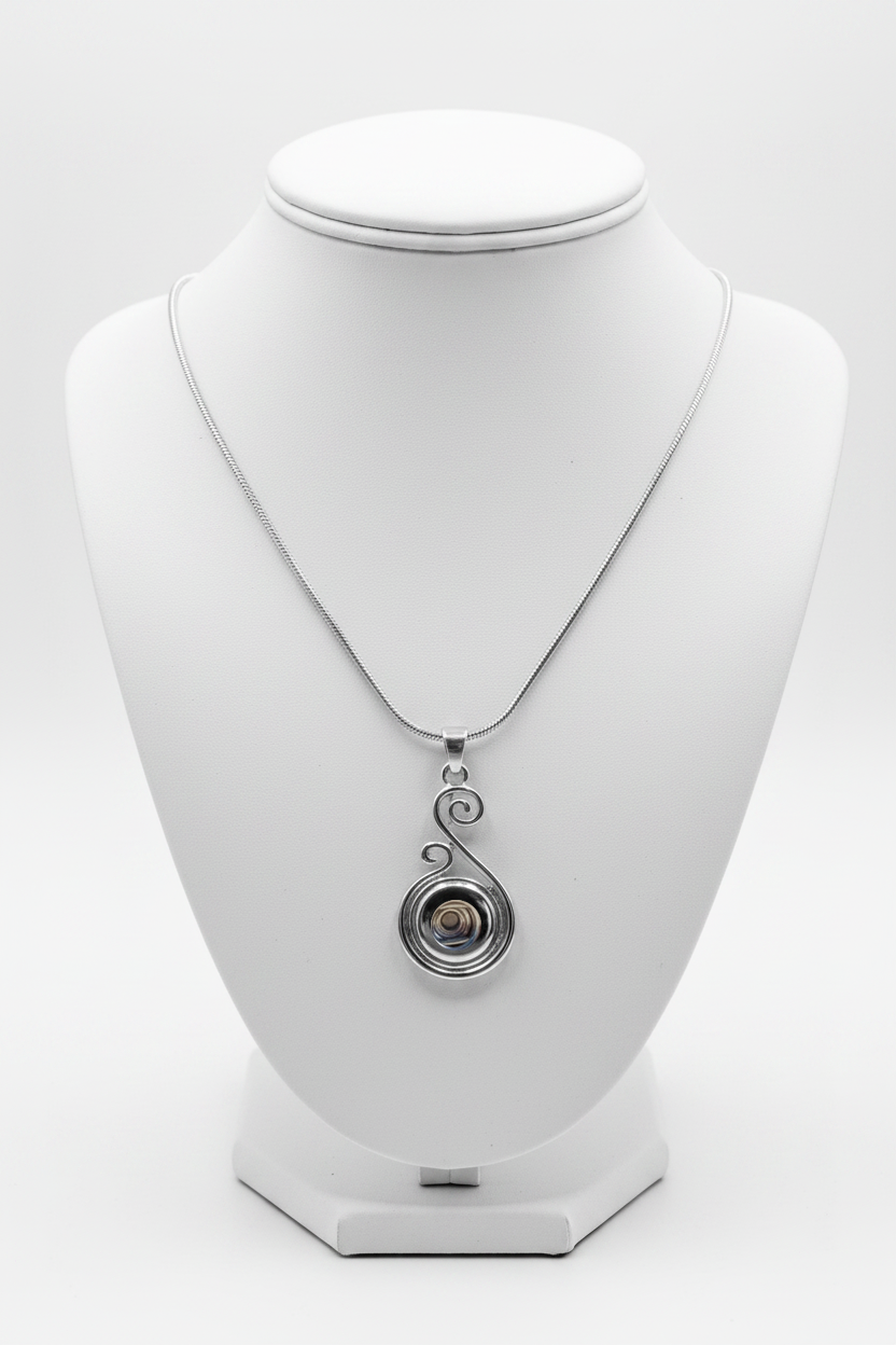 Petite Silver Tone Swirl Necklace