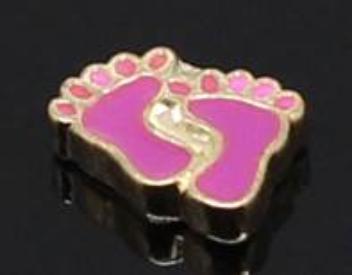 Pink Baby Feet Locket Charm