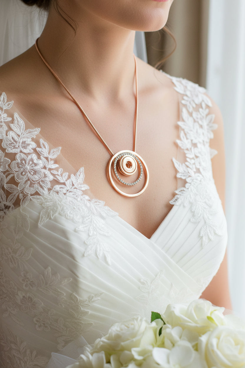 Petite Rose Gold & Crystal Hoops Necklace