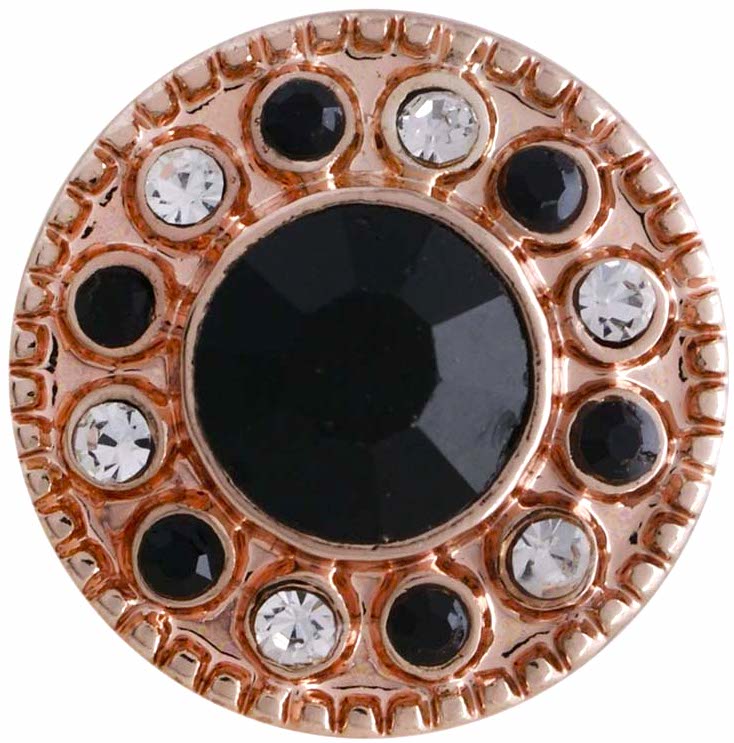 Petite Rose Gold Black & Clear Bling Snap