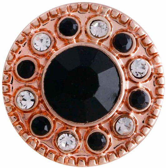 Petite Rose Gold Black & Clear Bling Snap