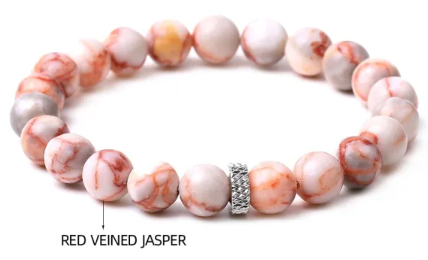 Red Veined Jasper Stretch Bracelet