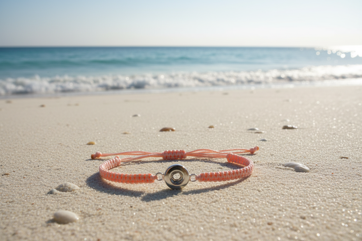 Petite Peach Woven Pull Bracelet