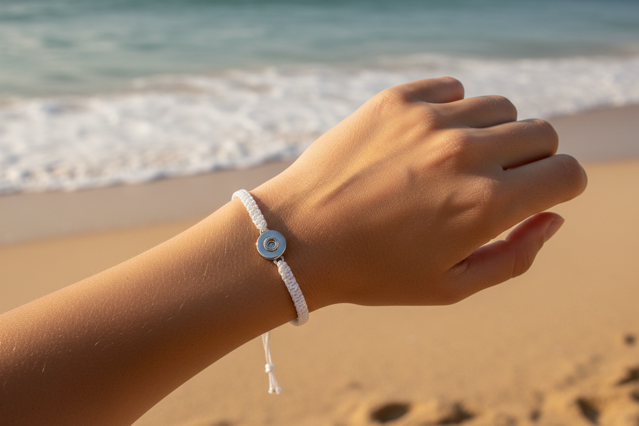 Petite White Woven Pull Bracelet
