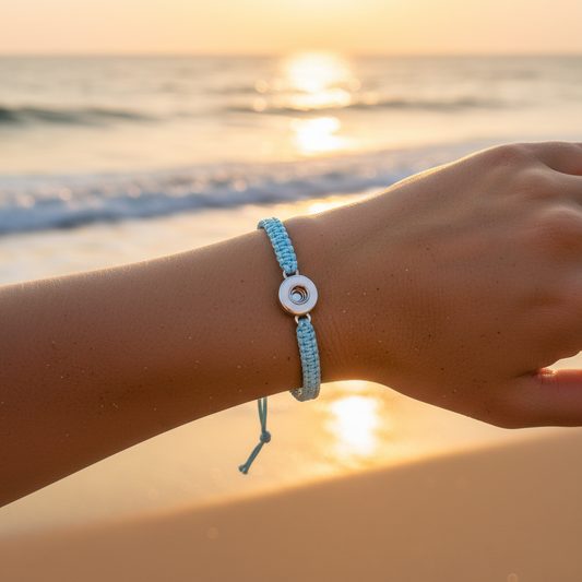 Petite Light Blue Woven Pull Bracelet
