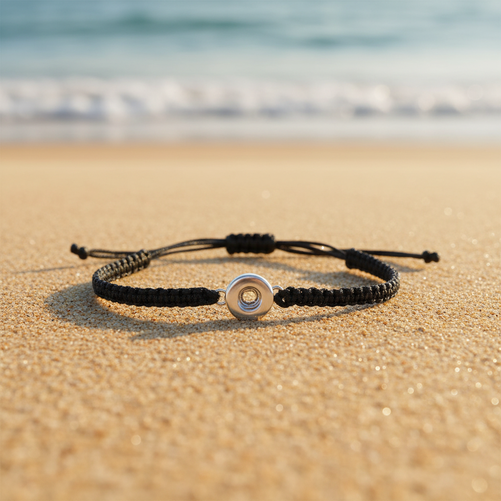 Petite Black Woven Pull Bracelet
