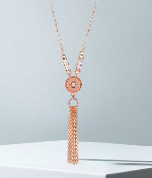 Petite Crystal & Tassel Rose Gold Necklace