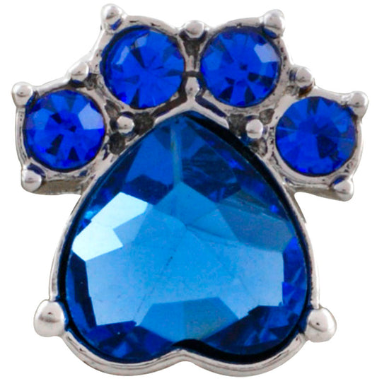 Petite Blue Crystal Paw Print Snap